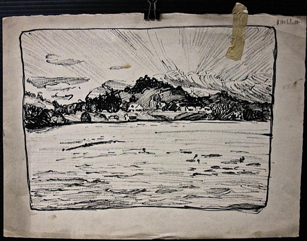 Gordon Mckinley Webber (1909-1965) - Lake Scene; Trees; Buildings (2)