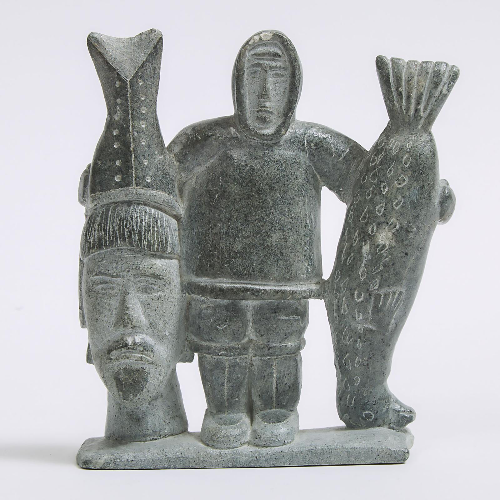 Tukepie - Standing Inuk With Seal And Shaman