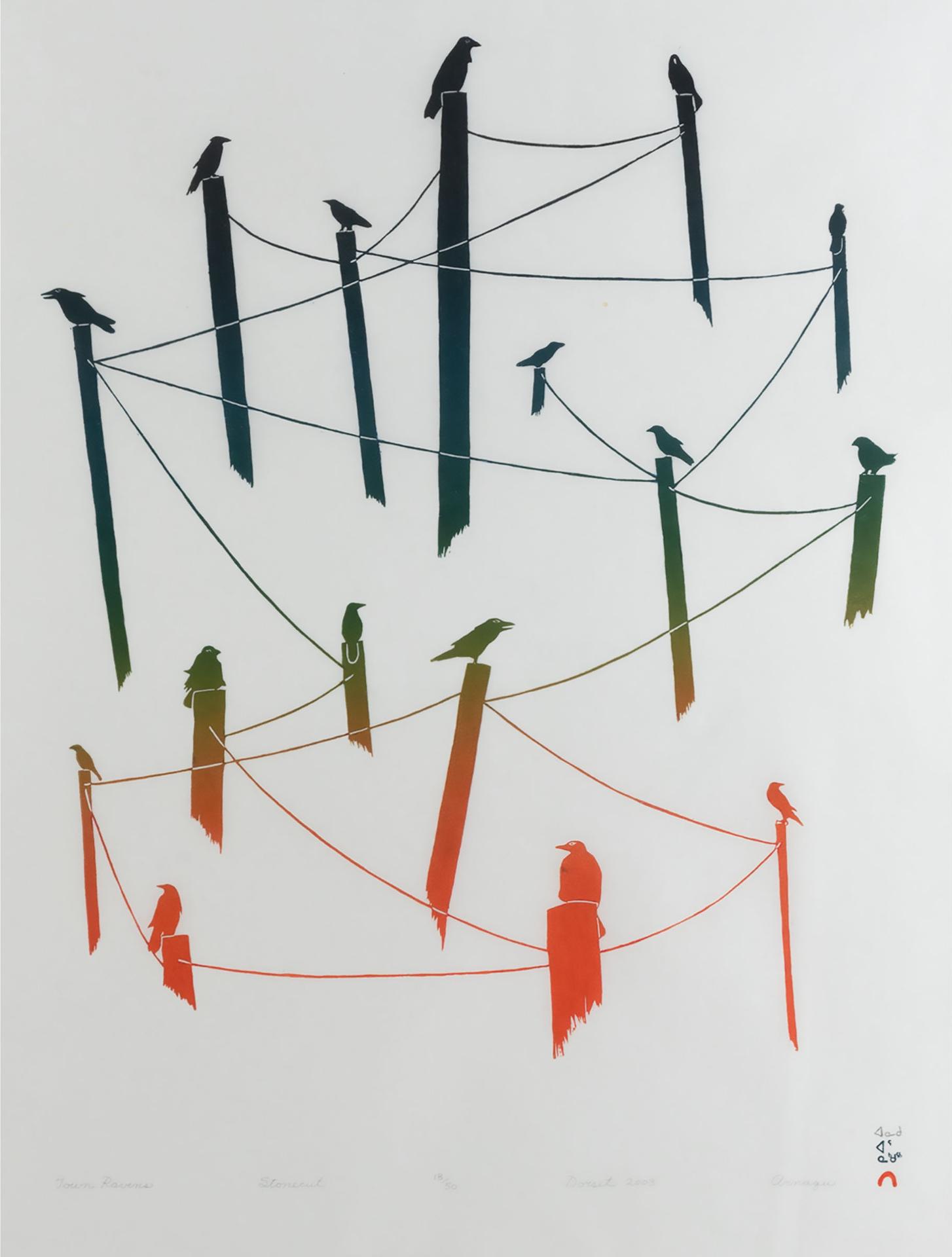 Annago (Arnaqu) Ashevak (1956-2009) - Town Ravens, 2003