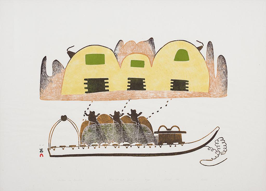 Pudlo Pudlat (1916-1992) - Children on Komatik
