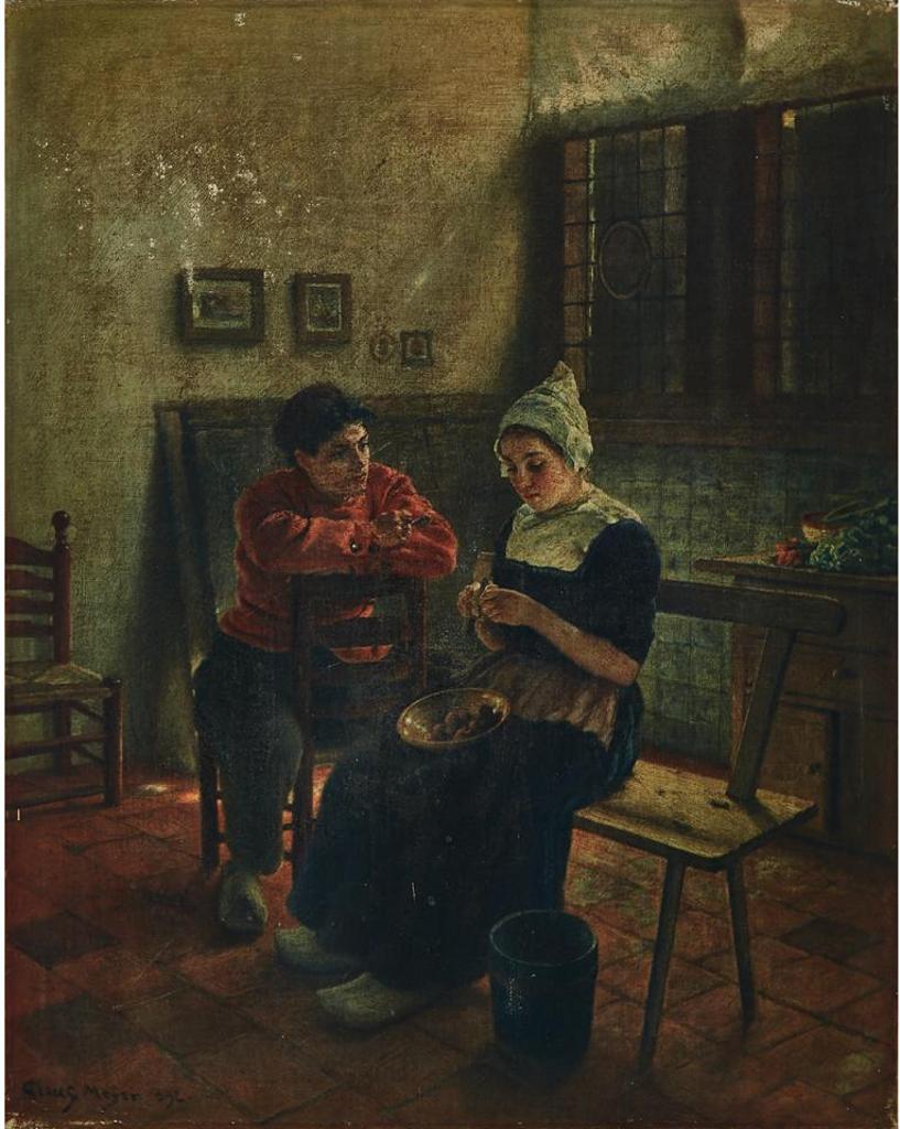 Claus Meyer (1856-1919) - Young Farmer And His Wife In A Kitchen, 1892