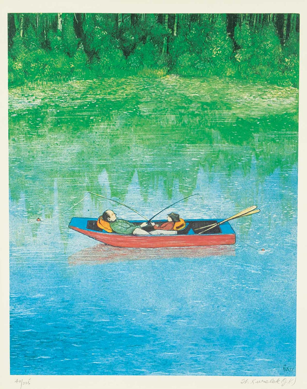 William Kurelek (1927-1977) - Untitled - Fishing #40/225