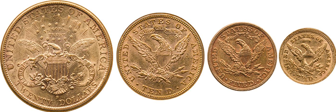Usa - 4-Piece Gold Set including $2 ½, $5, $10, and $20