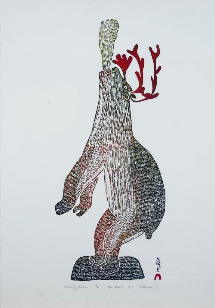 Pitseolak Ashoona (1904-1983) - Bellowing Caribou