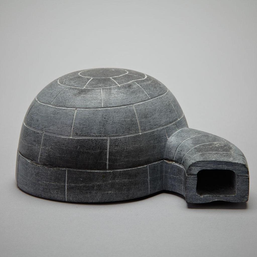 Sam Anavilok (1936-1982) - Igloo Interior Scene With Couple Eating