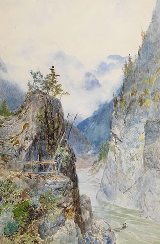 Frederic Martlett Bell-Smith (1846-1923) - Salmon Fishing on the Fraser River, a Train Approaching in the Distance