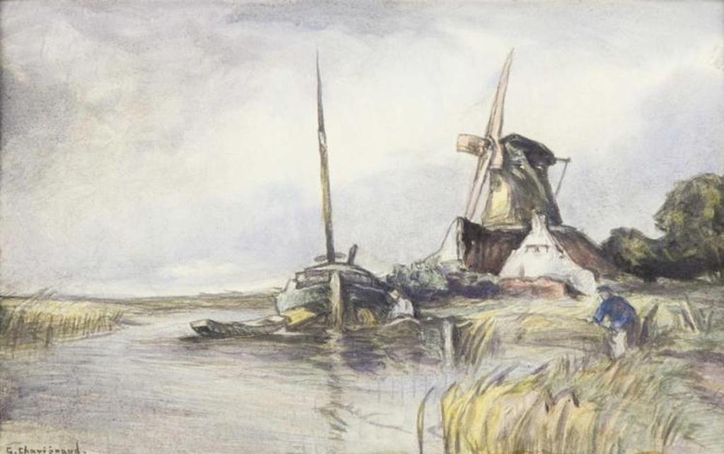 Georges Chavignaud (1865-1944) - Boat and Windmill