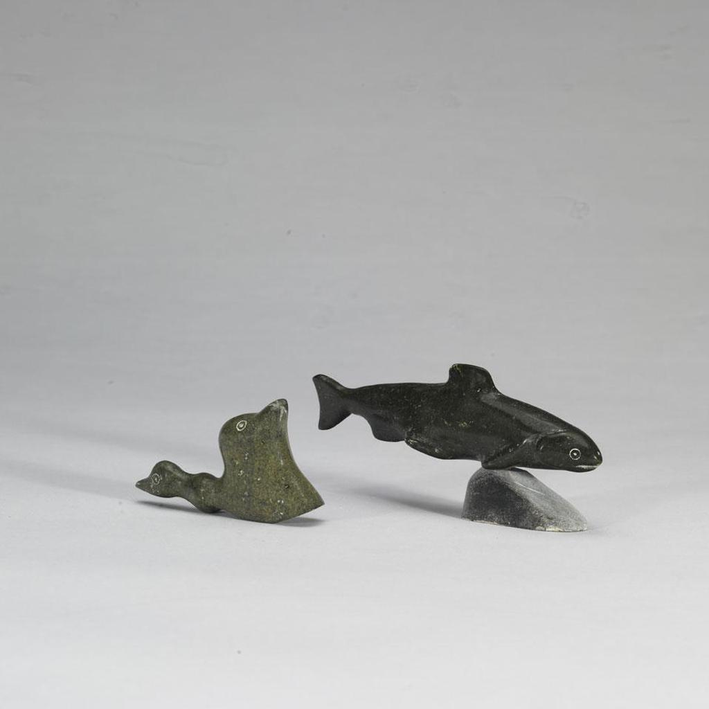 Jonassie Kudluk (1946) - Seal And Bird Transformation, Fish On Base