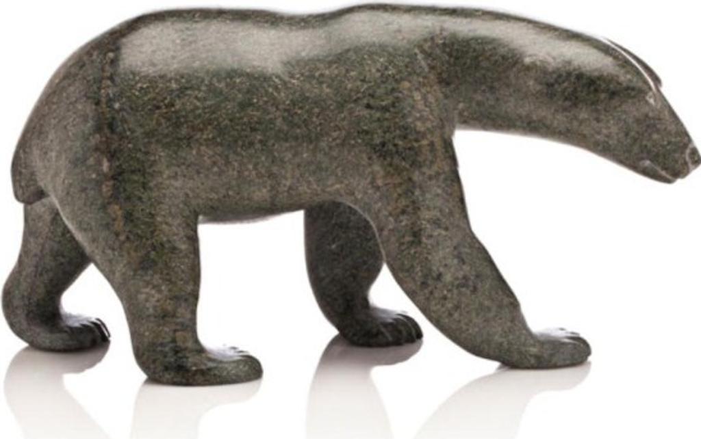 Henry Evaluardjuk (1923-2007) - Walking Bear, Ca. early 1980s, Grey-green stone