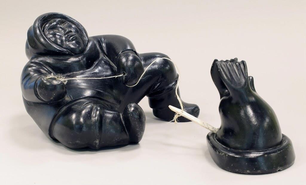 Moses Aupaluktuk Mosesee (1924-1983) - a black stone carving