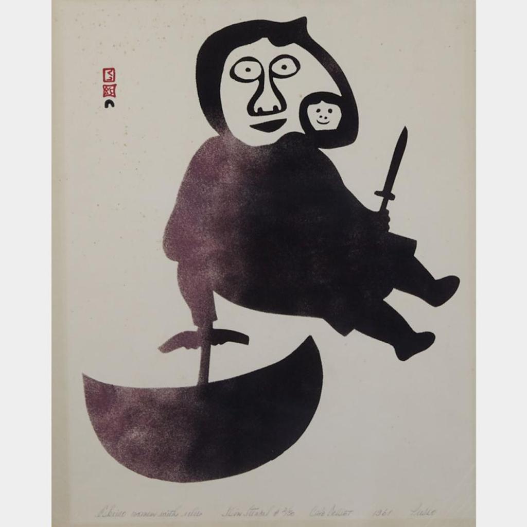 Pudlo Pudlat (1916-1992) - Eskimo Woman With Ulu