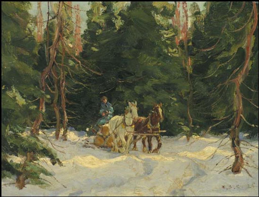 Frederick Simpson Coburn (1871-1960) - Drawing Logs (Winter in Quebec)
