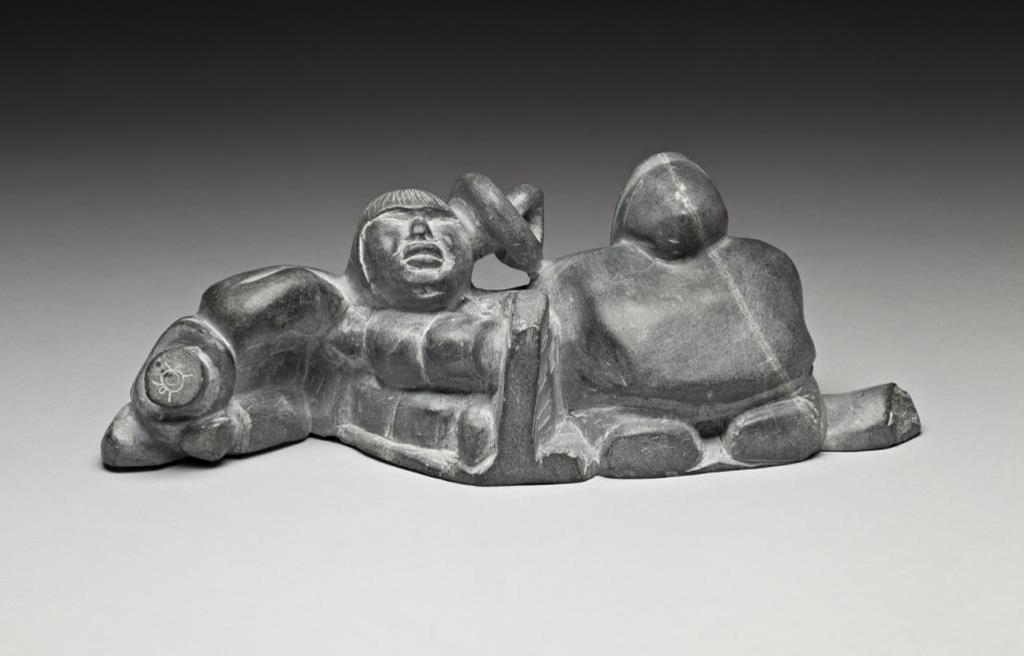 Davidialuk Alasua Amittu (1910-1976) - Puvirnituq, Hunter Under Northern Lights,, with Decapitated Head and Body
