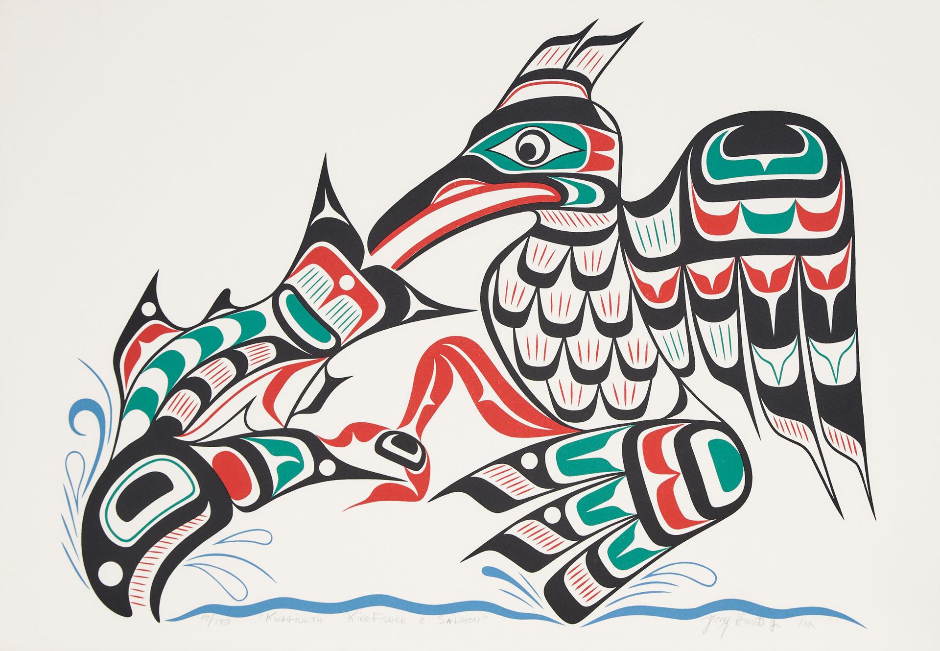 Tony Hunt Jr. (1962-2017) - Kwagiulth Kingfisher & Salmon, 1992