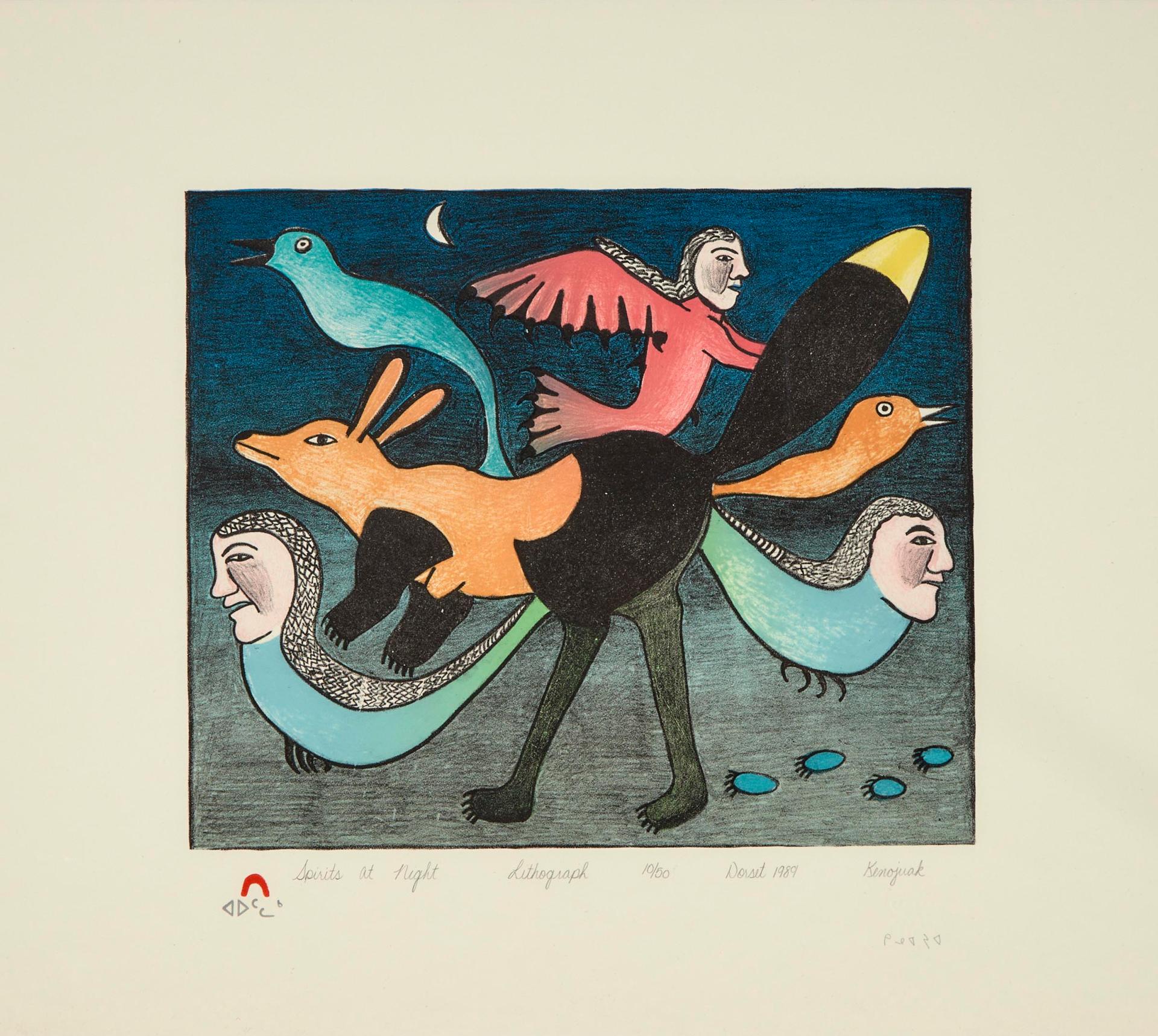 Kenojuak Ashevak (1927-2013) - Spirits And Night, 1989