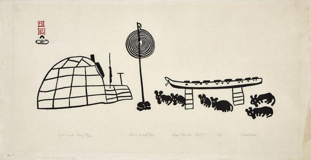 Kiakshuk (1886-1966) - Igloo And Dog Team