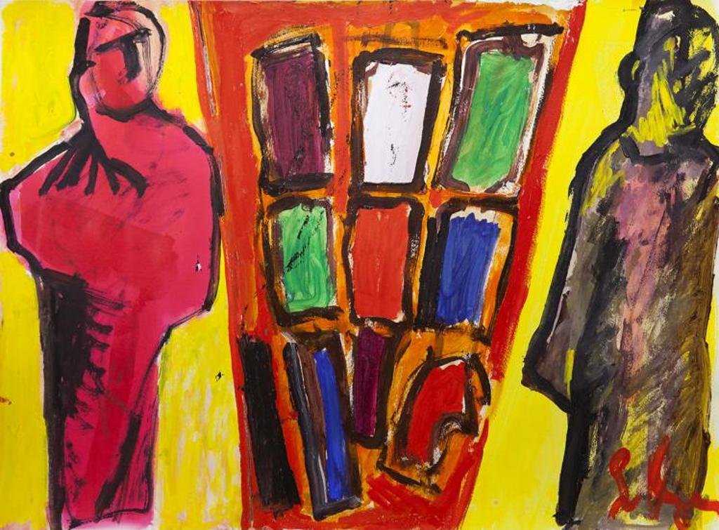 Soozi Schlanger (1953) - Untitled - Two Figures With Grid
