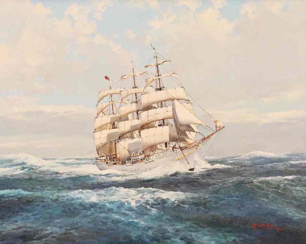 Duncan Mackinnon Crockford (1922-1991) - Norwegian Ship (Coast Guard Training) Christian Radich; 1977