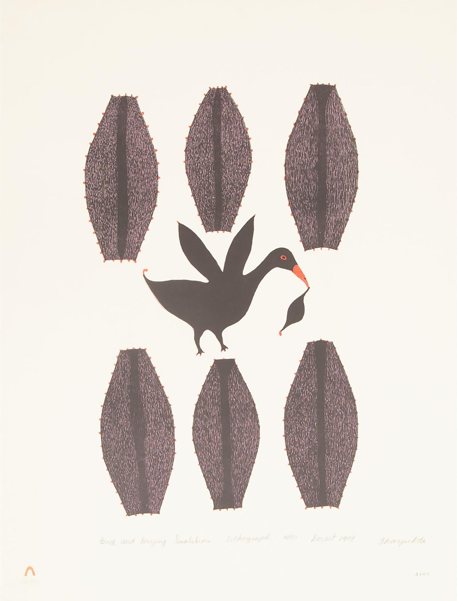 Ikayukta Tunnillie (1911-1980) - Bird And Drying Sealskins