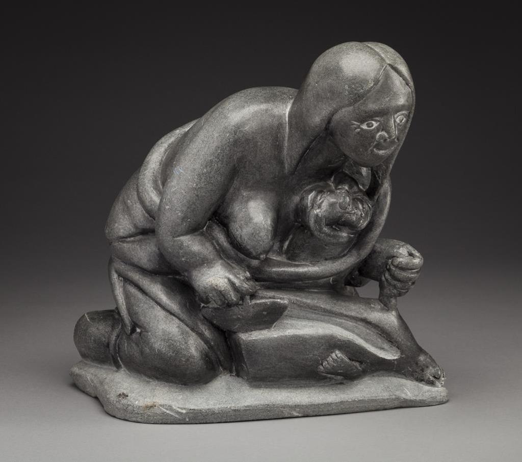 Jimmy Inarulik Arnamissak (1946-2003) - Nursing Mother Cutting Up a Seal 1975