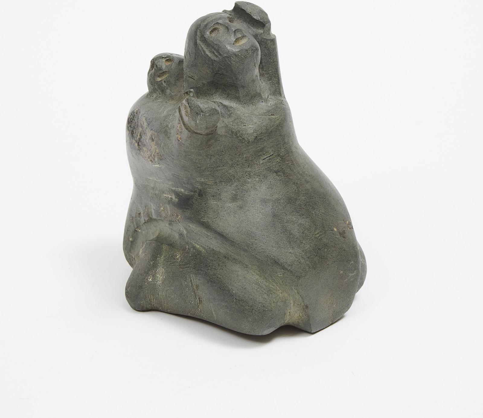 Tuna Iquliq (1935-2015) - Kneeling Woman With Child In Amaut