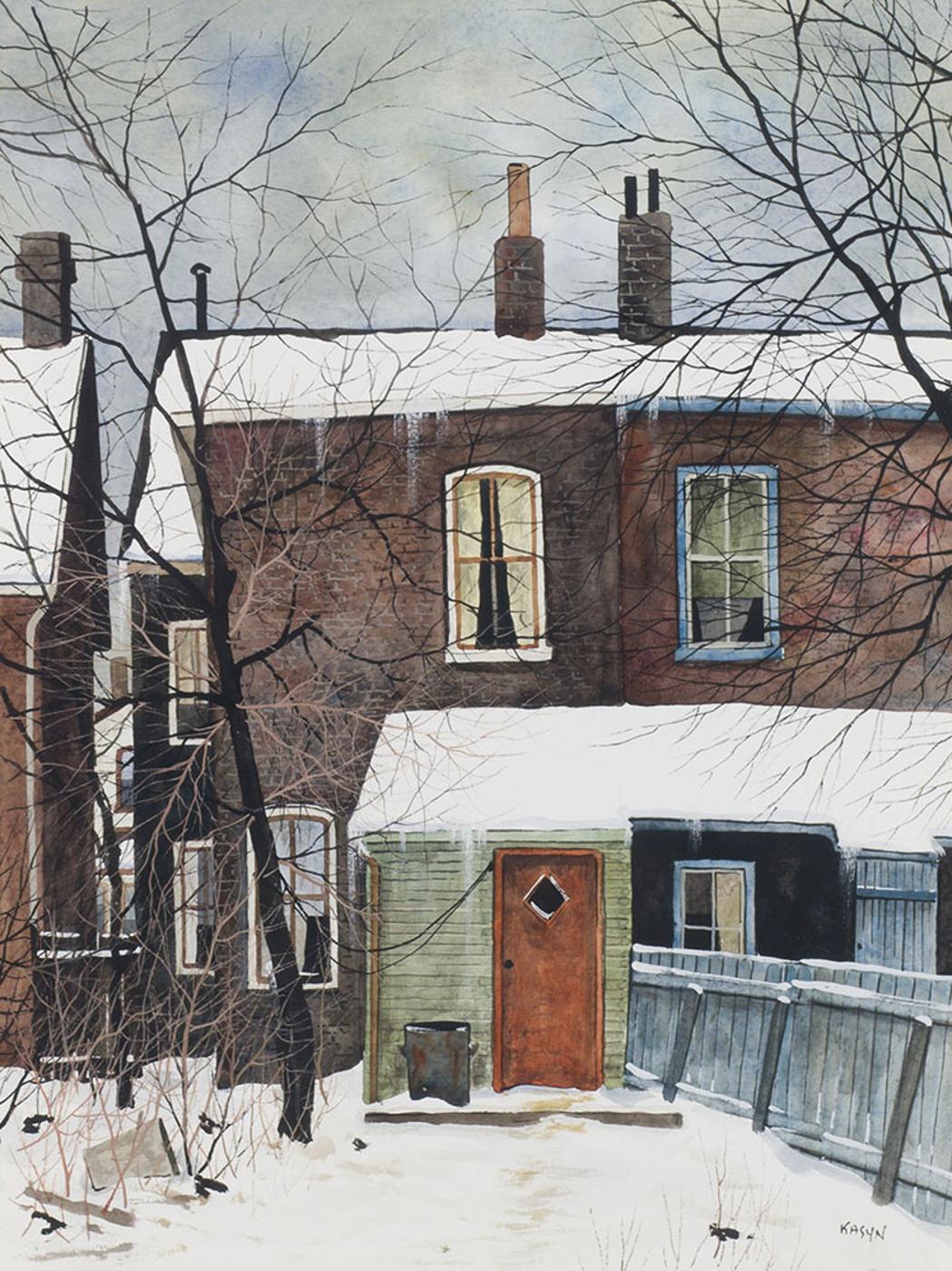 John Kasyn (1926-2008) - Backyard with Blue Fence