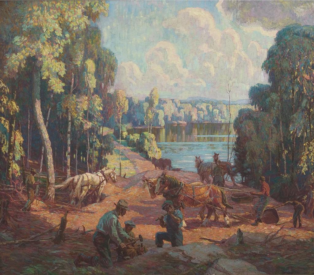 Thomas Wilberforce Mitchell (1879-1958) - Road Building In Haliburton