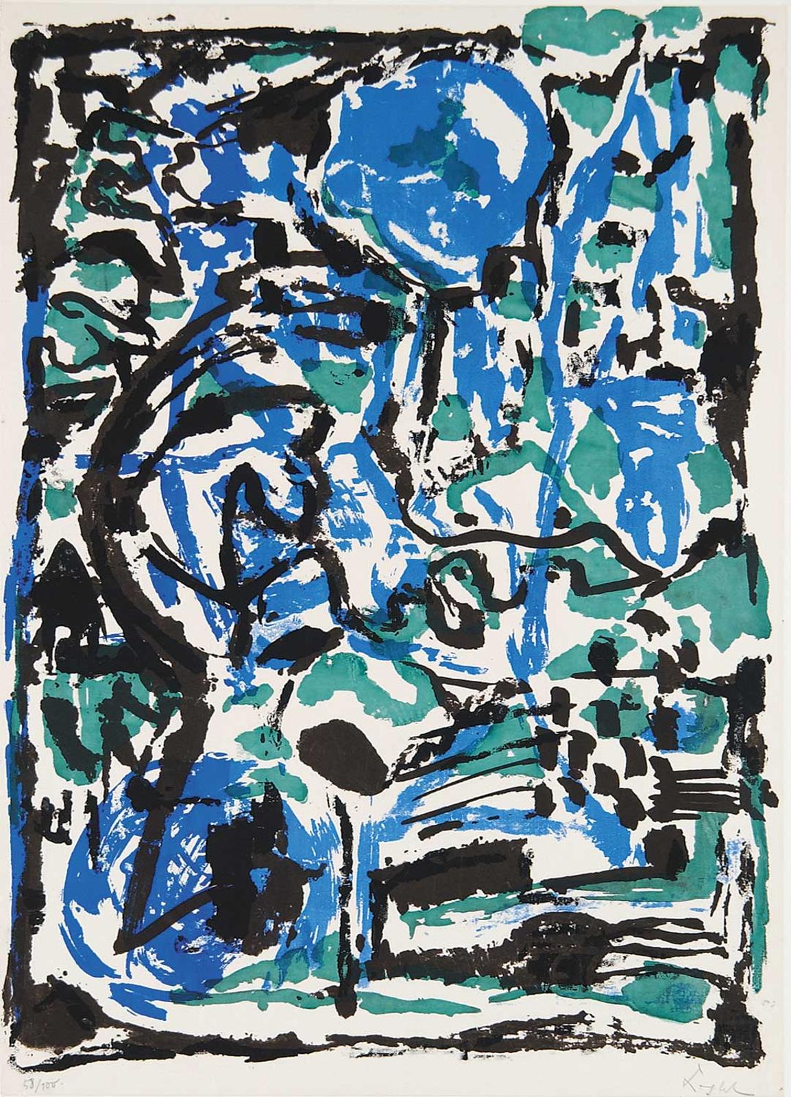 A.R. Penck (1939-2017) - Untitled - Abstract in Blue, Green and Black #58/100