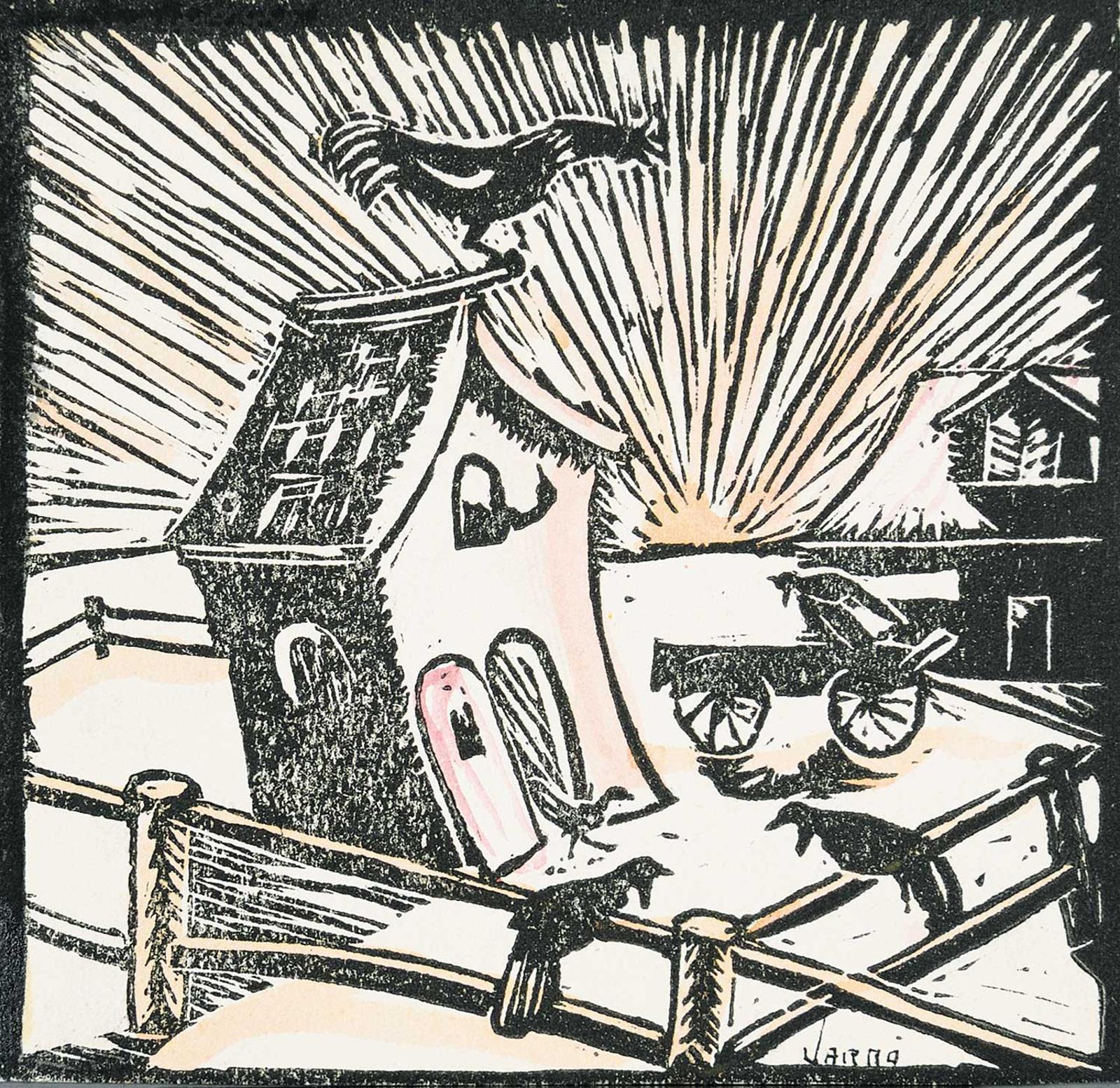 Jarro - Untitled - Crows and Rooster at Sunrise