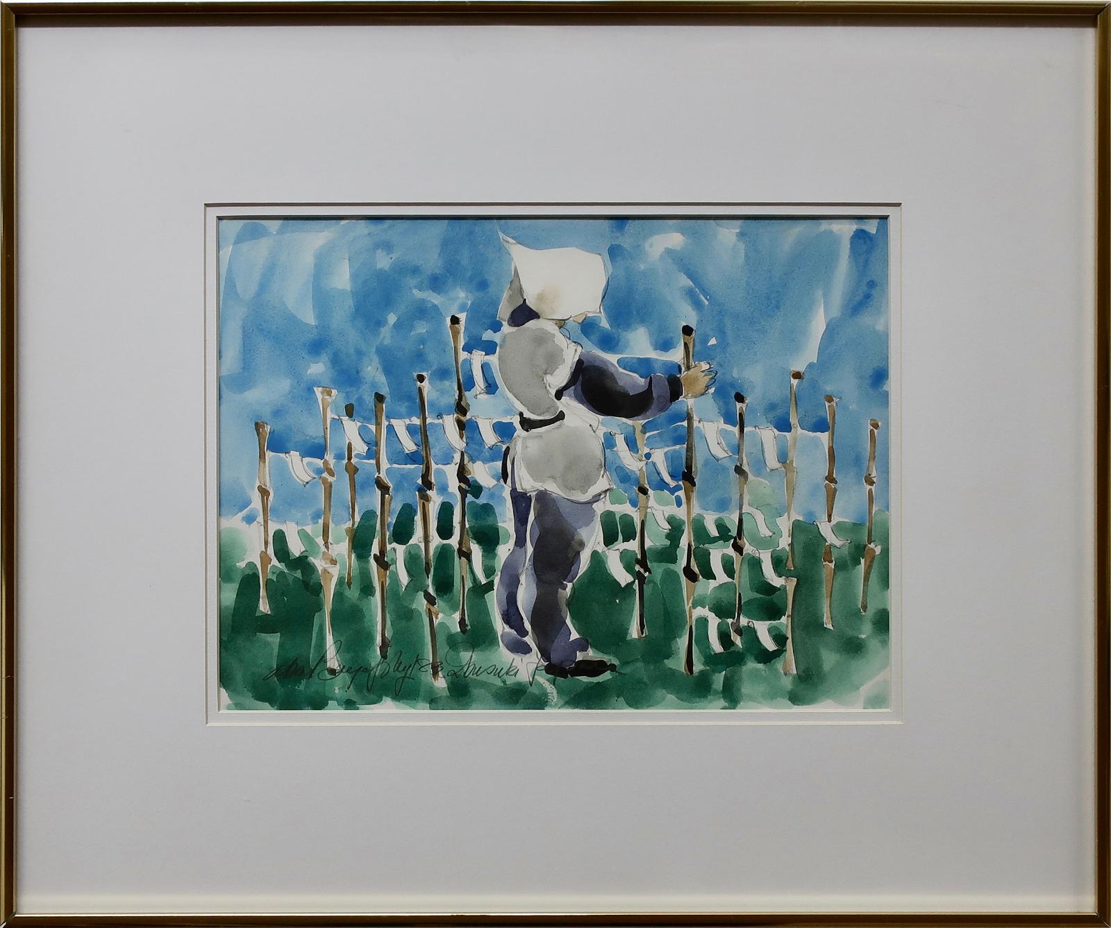Aba Bayefsky (1923-2001) - Ibusuki, Japan (Figure In Garden)