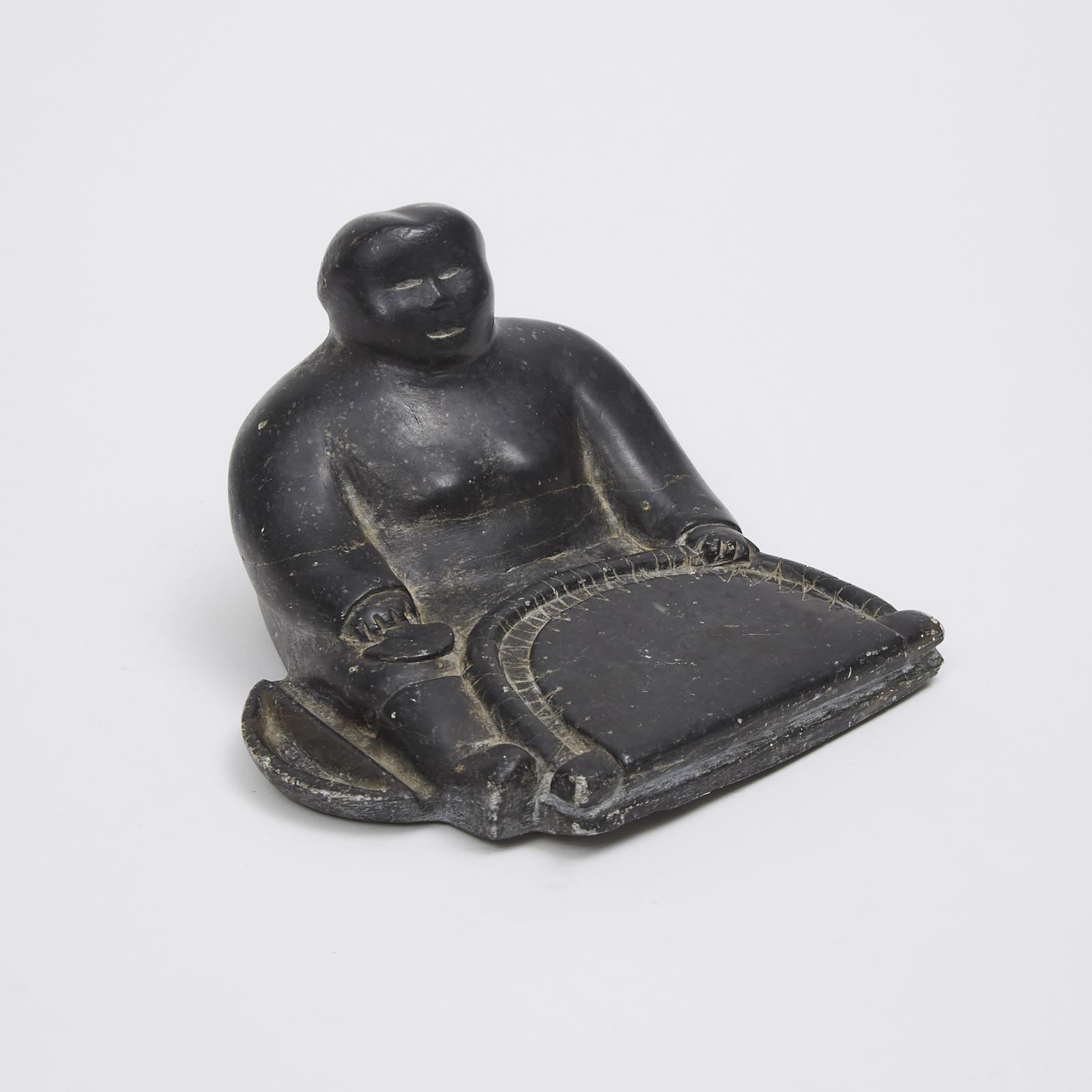 Annie Sivuarapik (1945) - Seated Woman Stretching A Skin