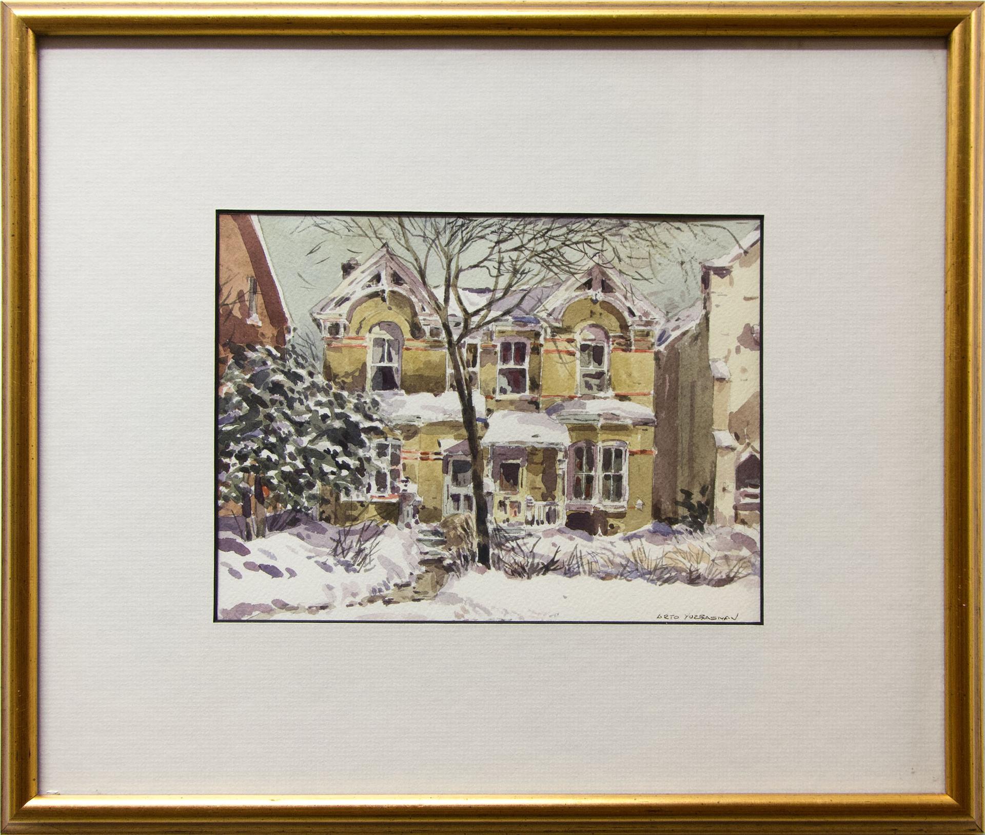 Arto Yuzbasiyan (1948) - Untitled (Twin Yellow Houses - Winter)