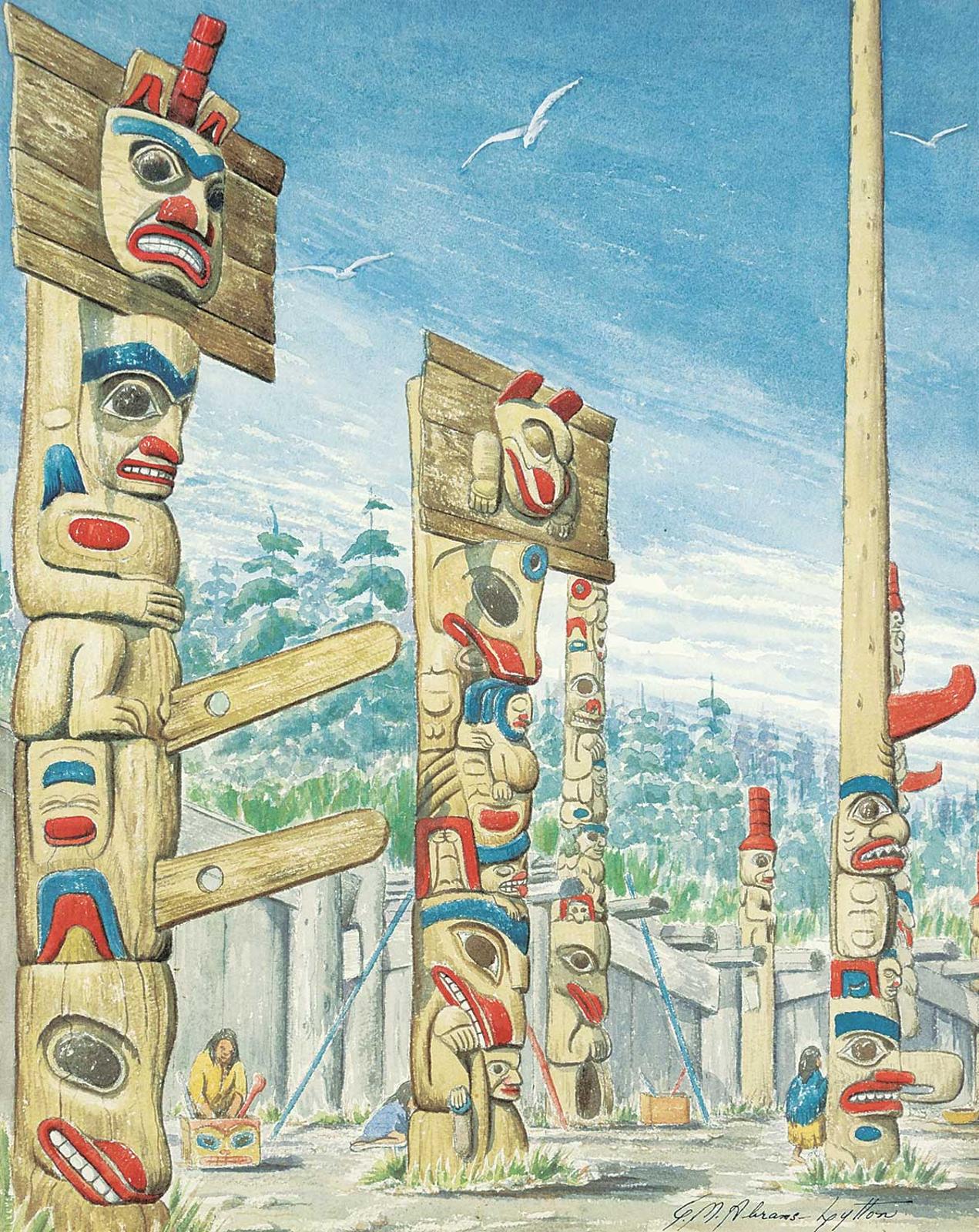 Georgina M. Abrams-Lytton (1914-1984) - Untitled - West Coast Village