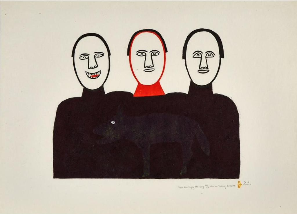 Marion Tuu'luq (1910-2002) - Three Men Enjoy The Dog