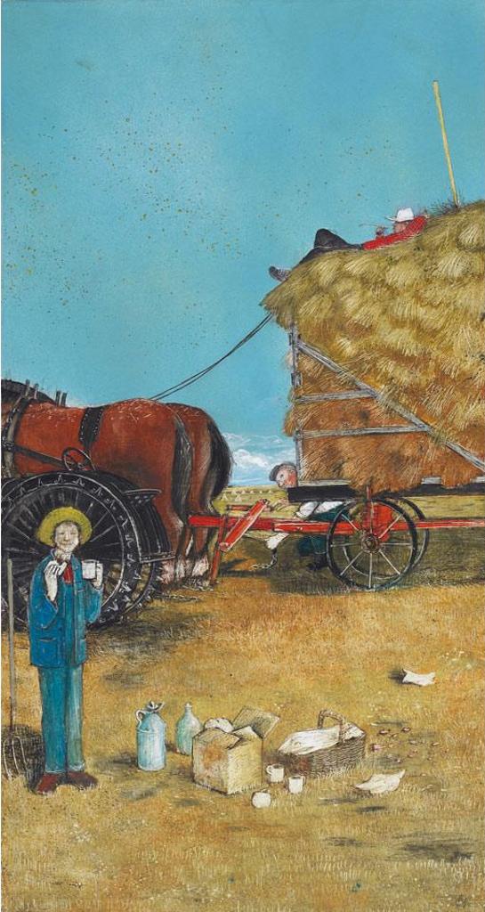William Kurelek (1927-1977) - Practical Jokes In Threshing Time