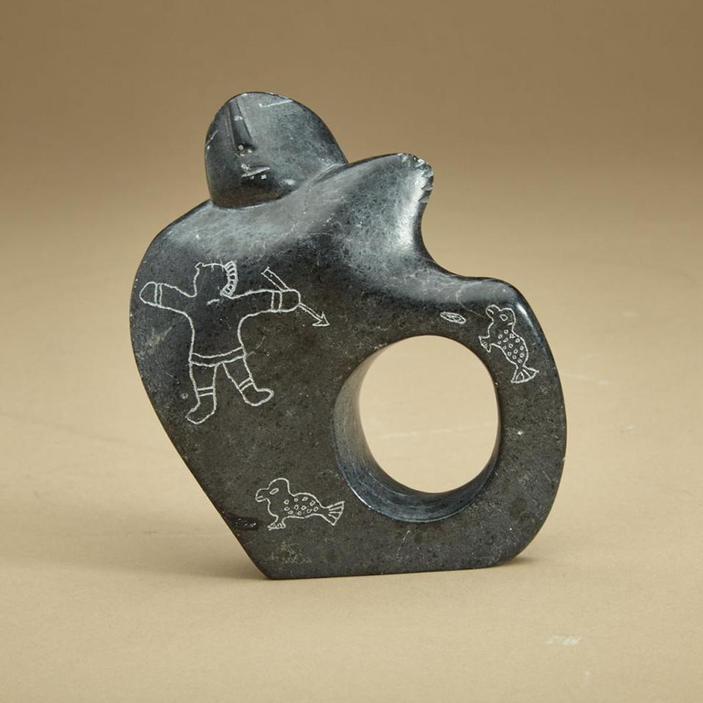 George Arlook Arluk (1949) - Figure With Incised Hunting Motifs