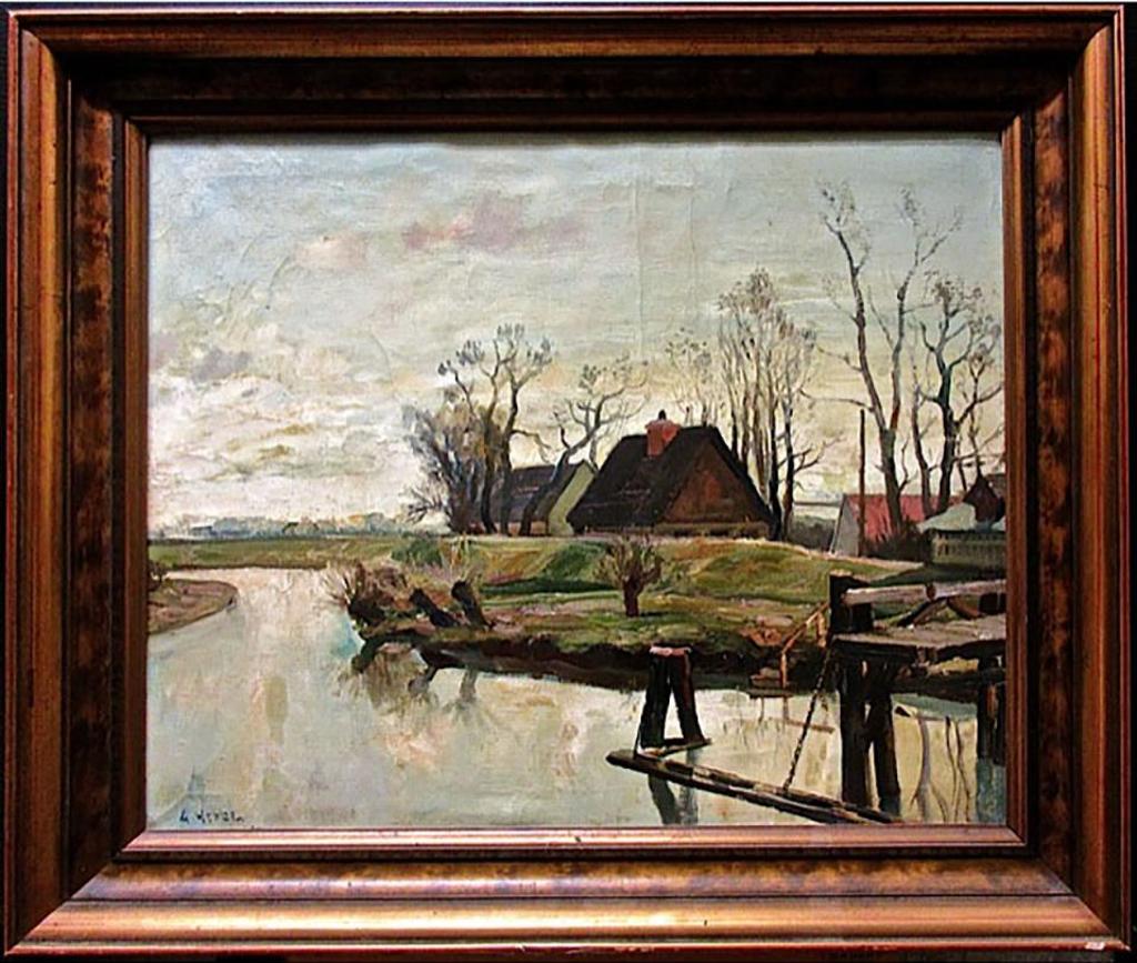 A. Herbe (1900) - Houses By Winding River