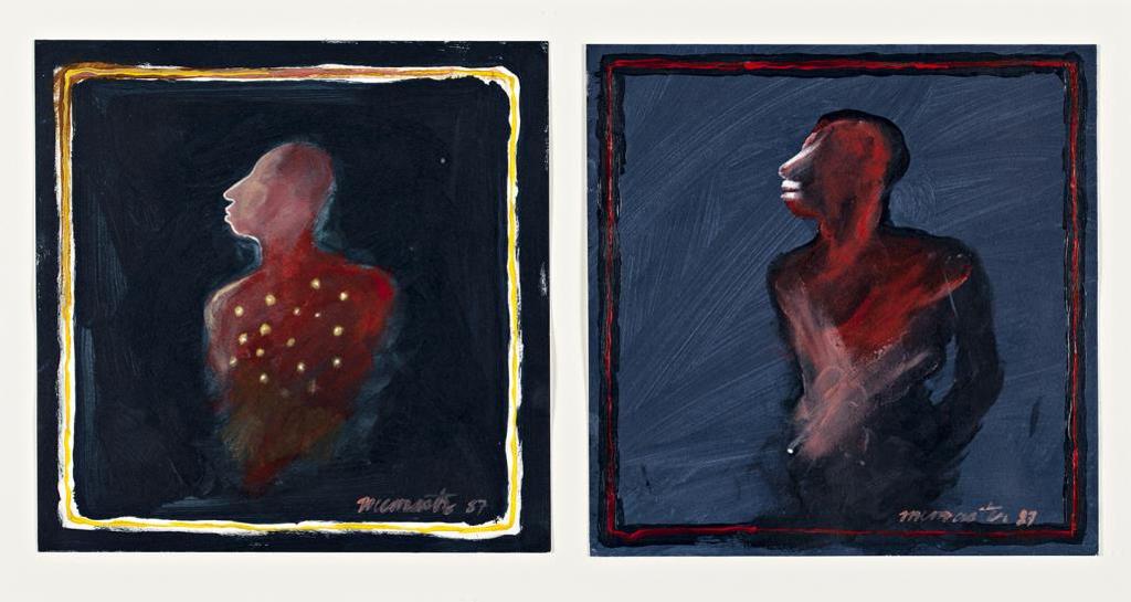 Gerald McMaster (1953) - Red Pheasant Cree and Blackfoot, Untitled Diptych (Two Figures), 1987, acrylic on paper