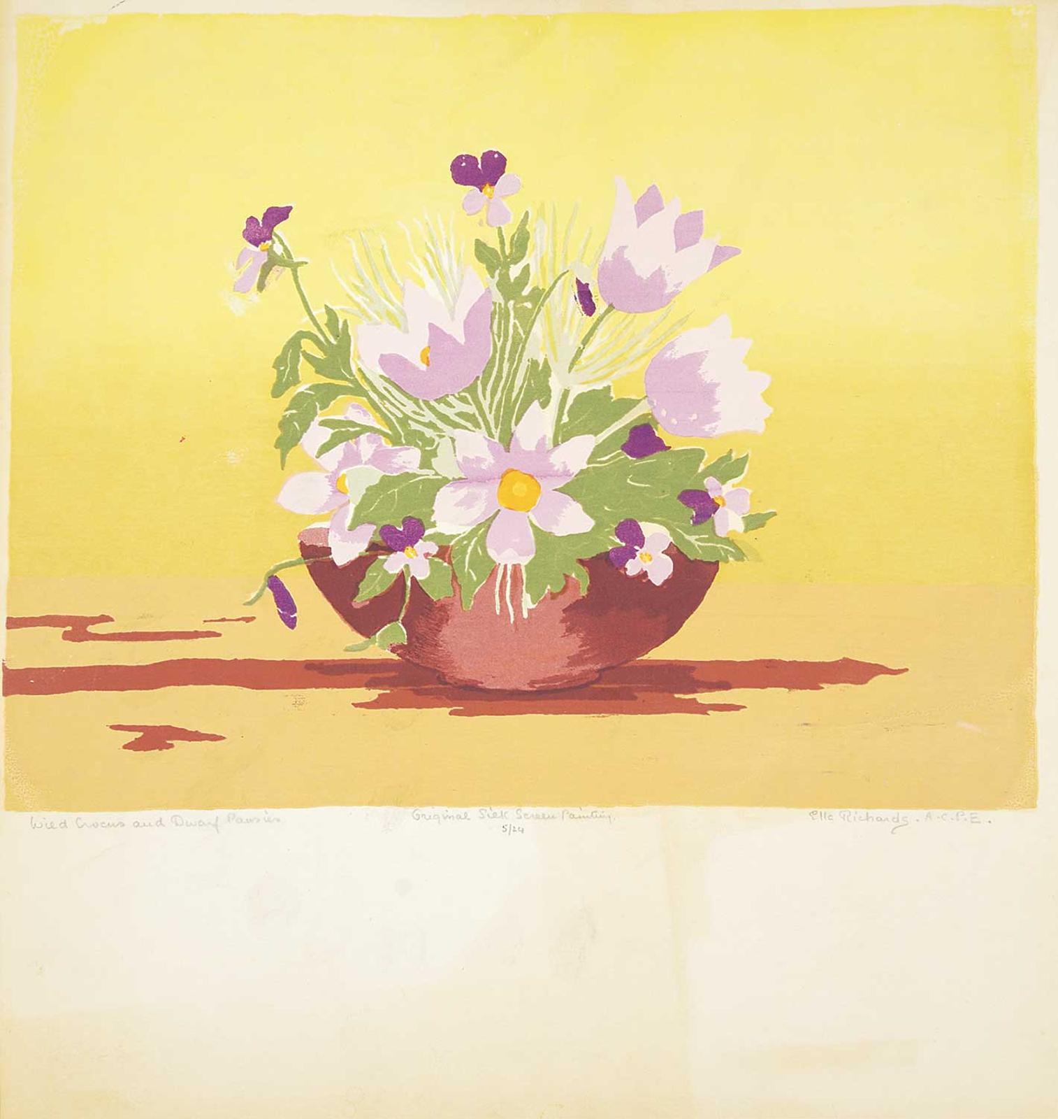 Ella Ashbridge Richards - Wild Crocus and Dwarf Pansies #5/24