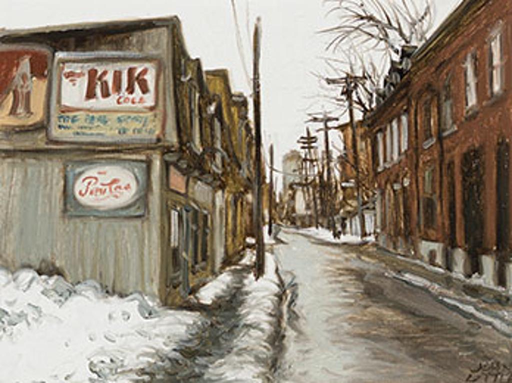 John Geoffrey Caruthers Little (1928-2024) - Rue de la Gauchetière d'autrefois (coin De Bullion), Montreal
