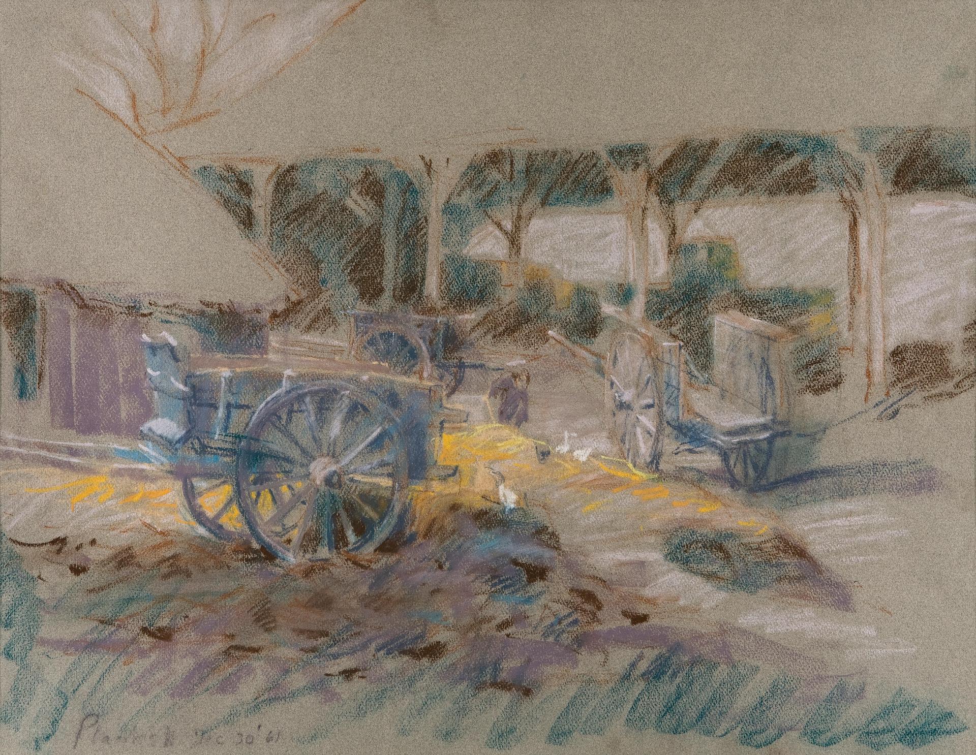 Joseph (Joe) Francis Plaskett (1918-2014) - Farmyard at Saint Pirange, Champagne