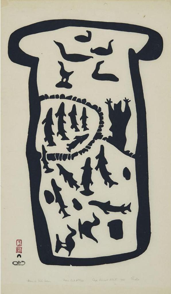 Pudlo Pudlat (1916-1992) - Man In Fish Weir