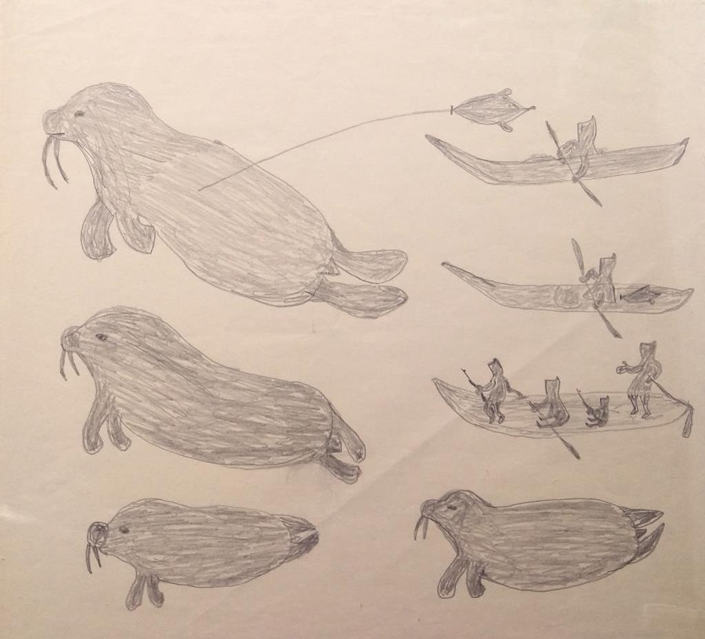 Eleeshushe Parr (1896-1975) - Walrus Hunt, c.1965