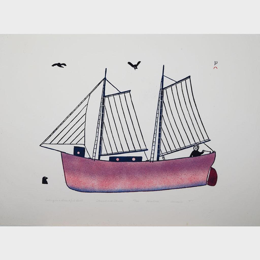 Jamasie Teevee (1910-1985) - Sailing In A Beautiful Boat