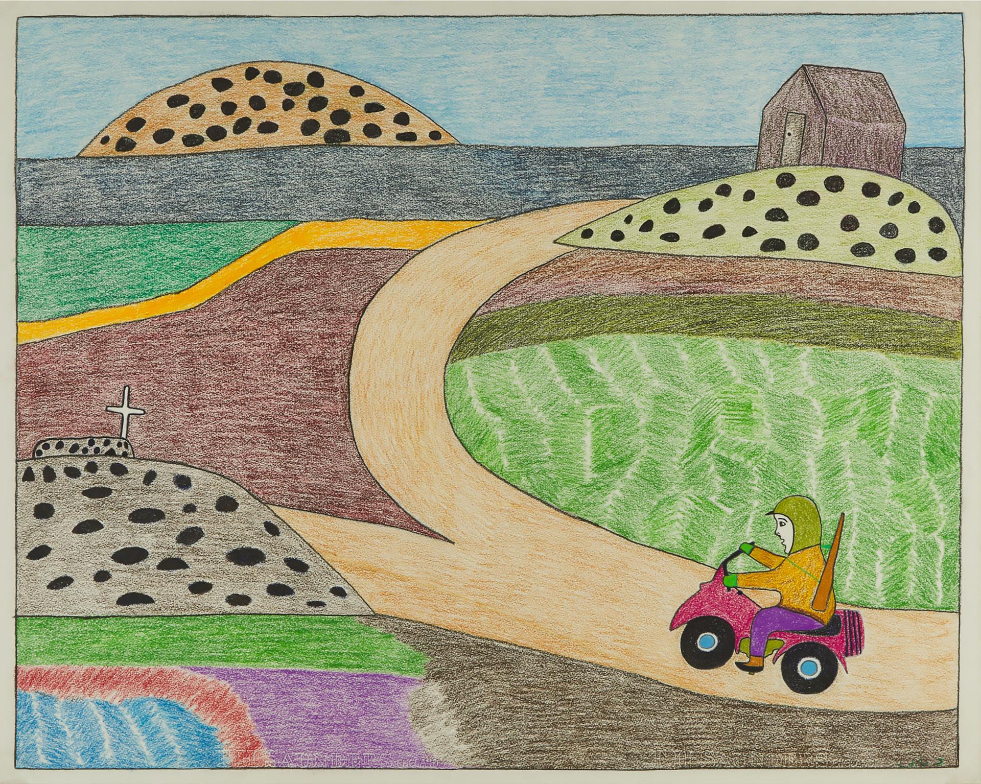 Victoria Mamnguqsualuk (1930-2016) - Untitled (Figure Driving By Grave)
