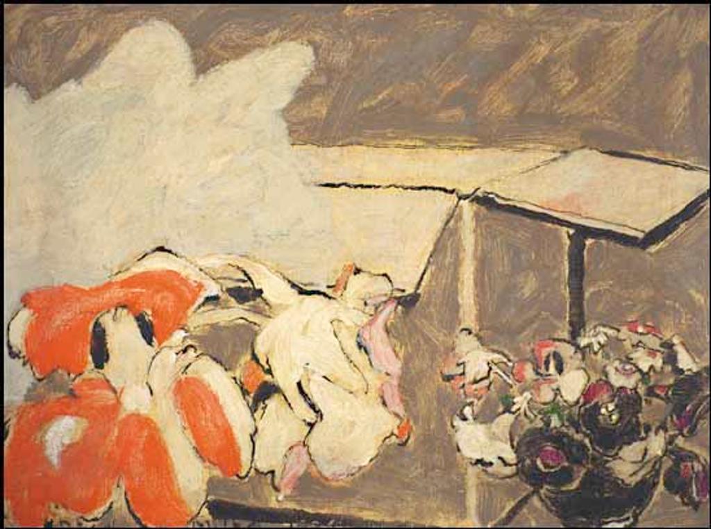 David Browne Milne (1882-1953) - Nasturtiums and Carton 1, Six Mile Lake, Muskoka, Ontario