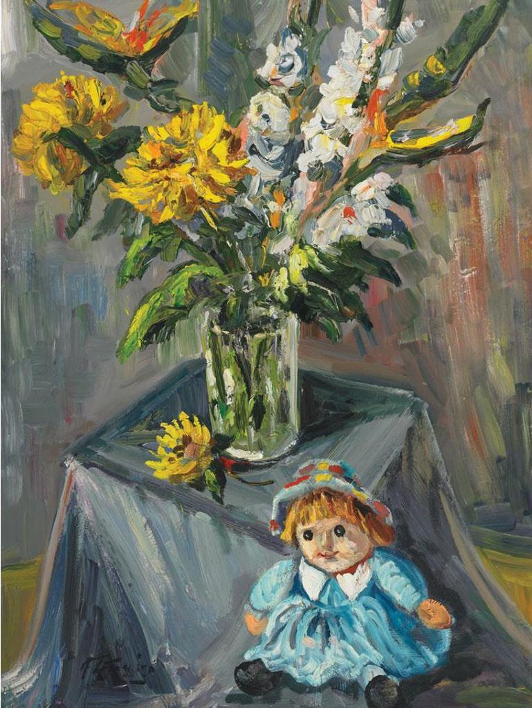 Armand Tatossian (1948-2012) - Composition De Fleurs Avec La Poupee A Jessica