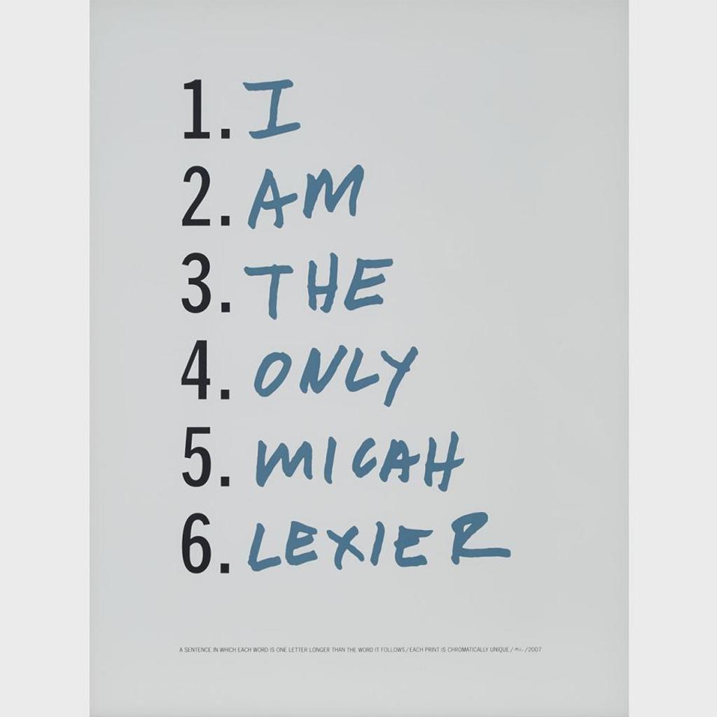 Micah Lexier (1960) - I Am The Only Micah Lexier