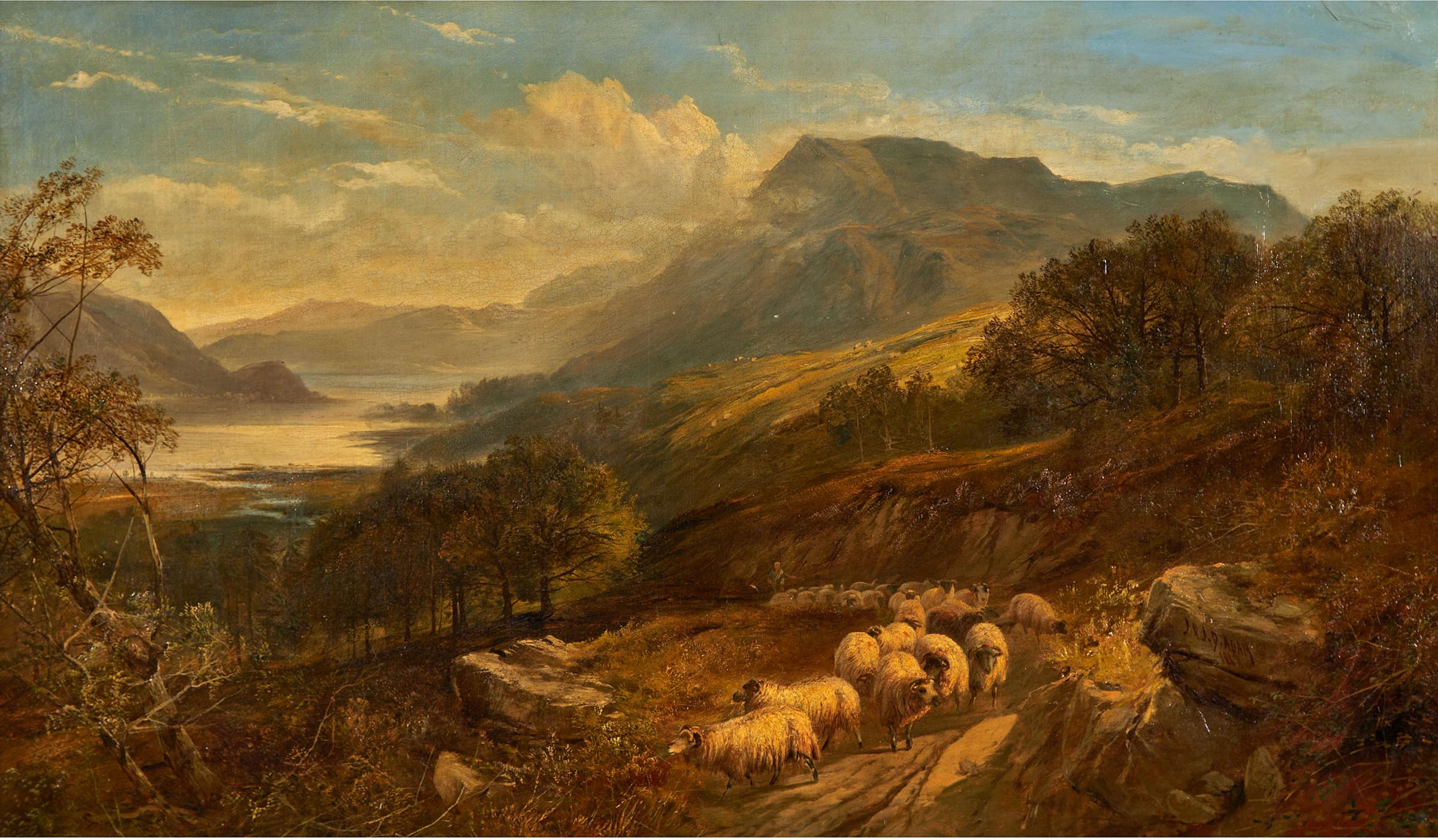 Joseph Denovan Adam Jr. (1870-1935) - Highland Landscape With Sheep, 1868