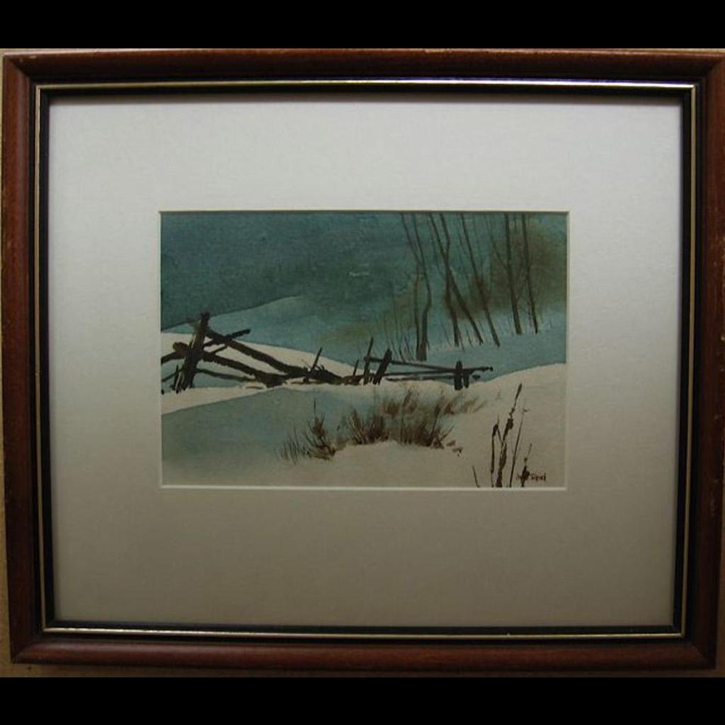 Jack Henry Reid (1925-2009) - Old Rail Fence In Winter; Woodland Stream; Tree And Rocks
